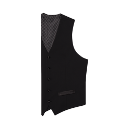 Stretch Wool Black Tuxedo Vest