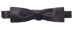 Black Satin Straight Bow Tie