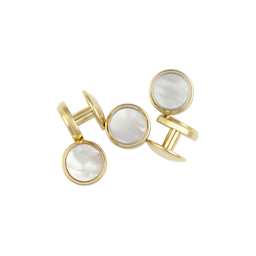 Gold Pearl Button Studs