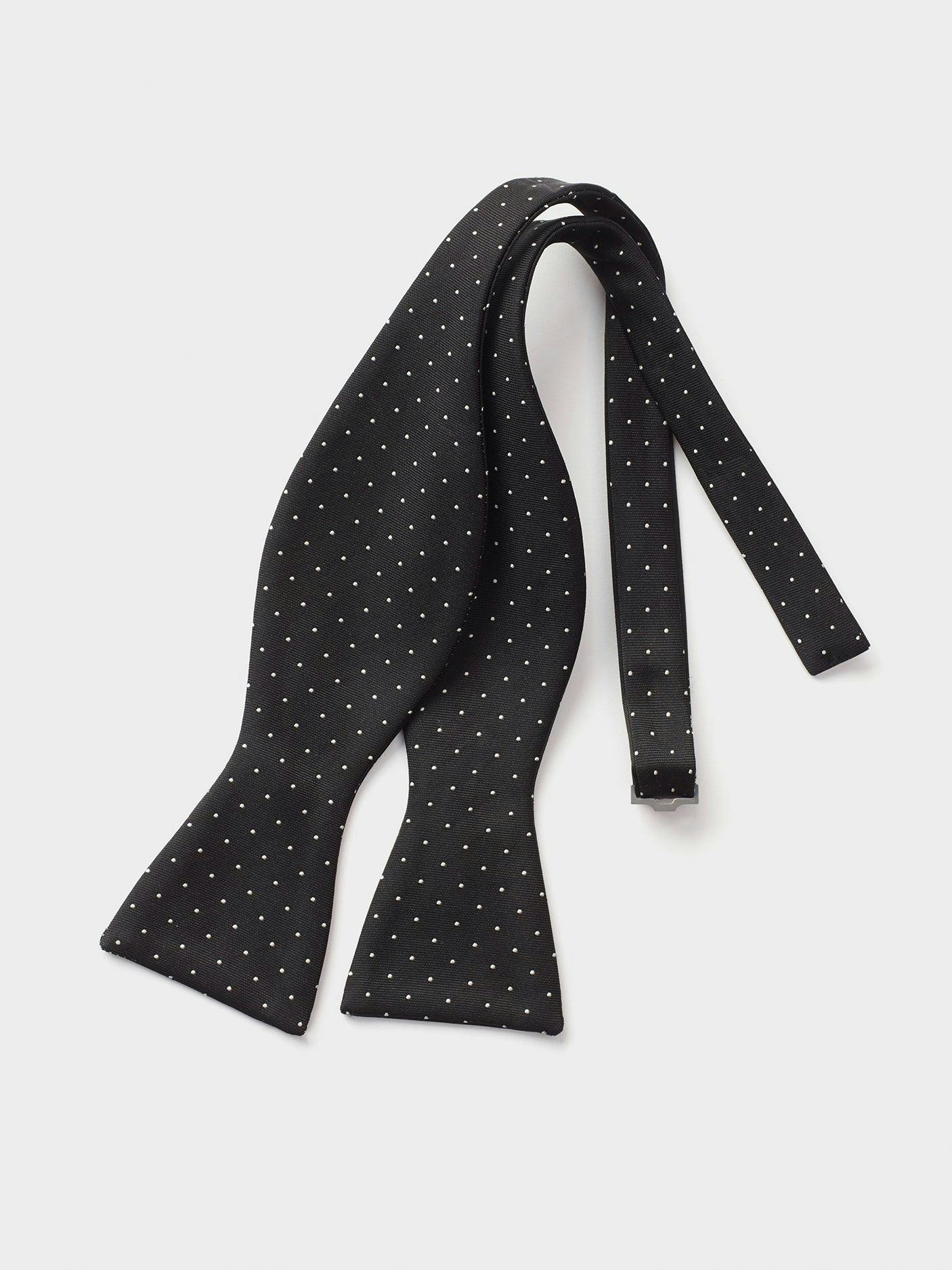 Black Pindot Silk Bow Tie