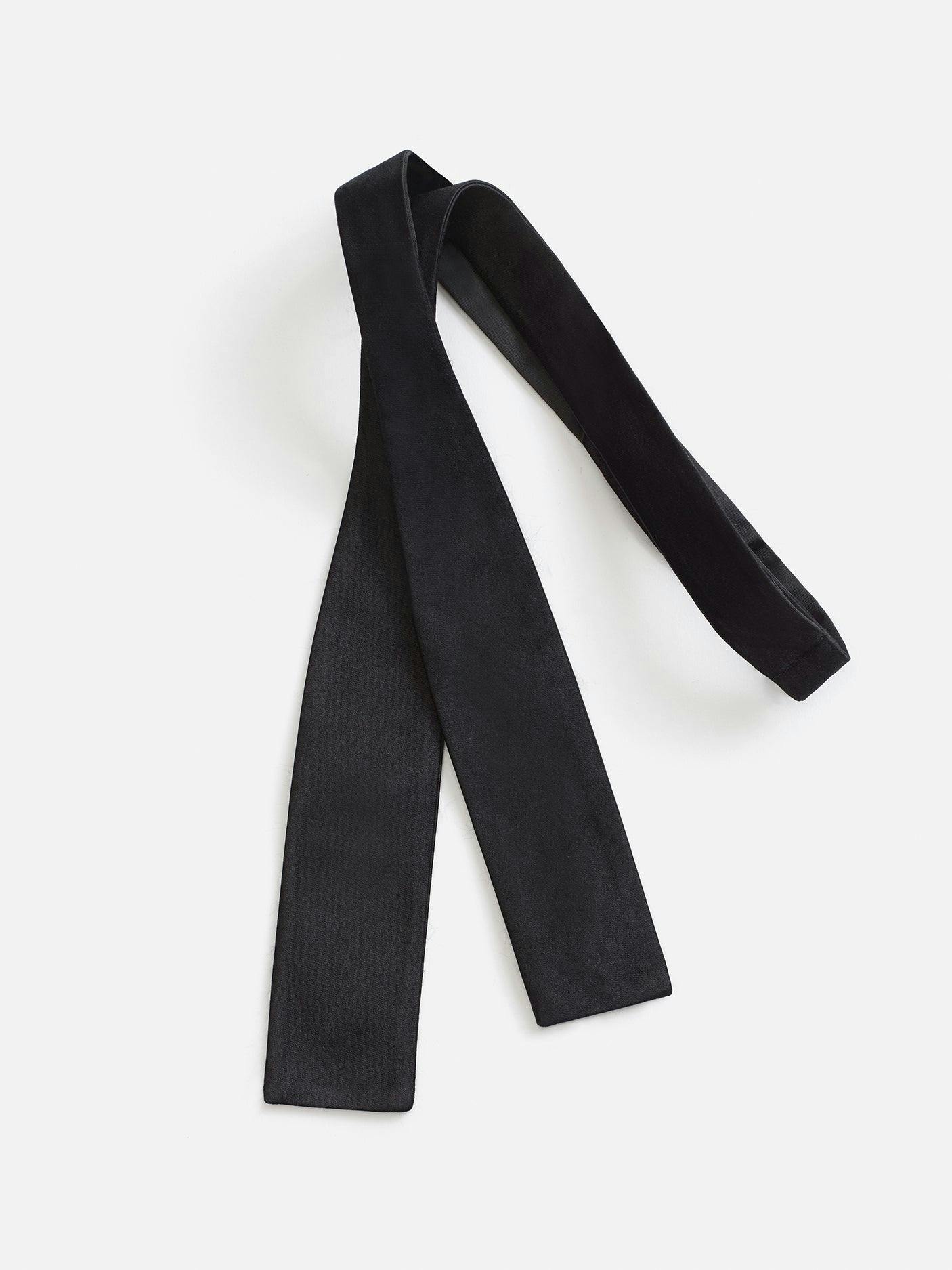 Black Satin Straight Self-Tie