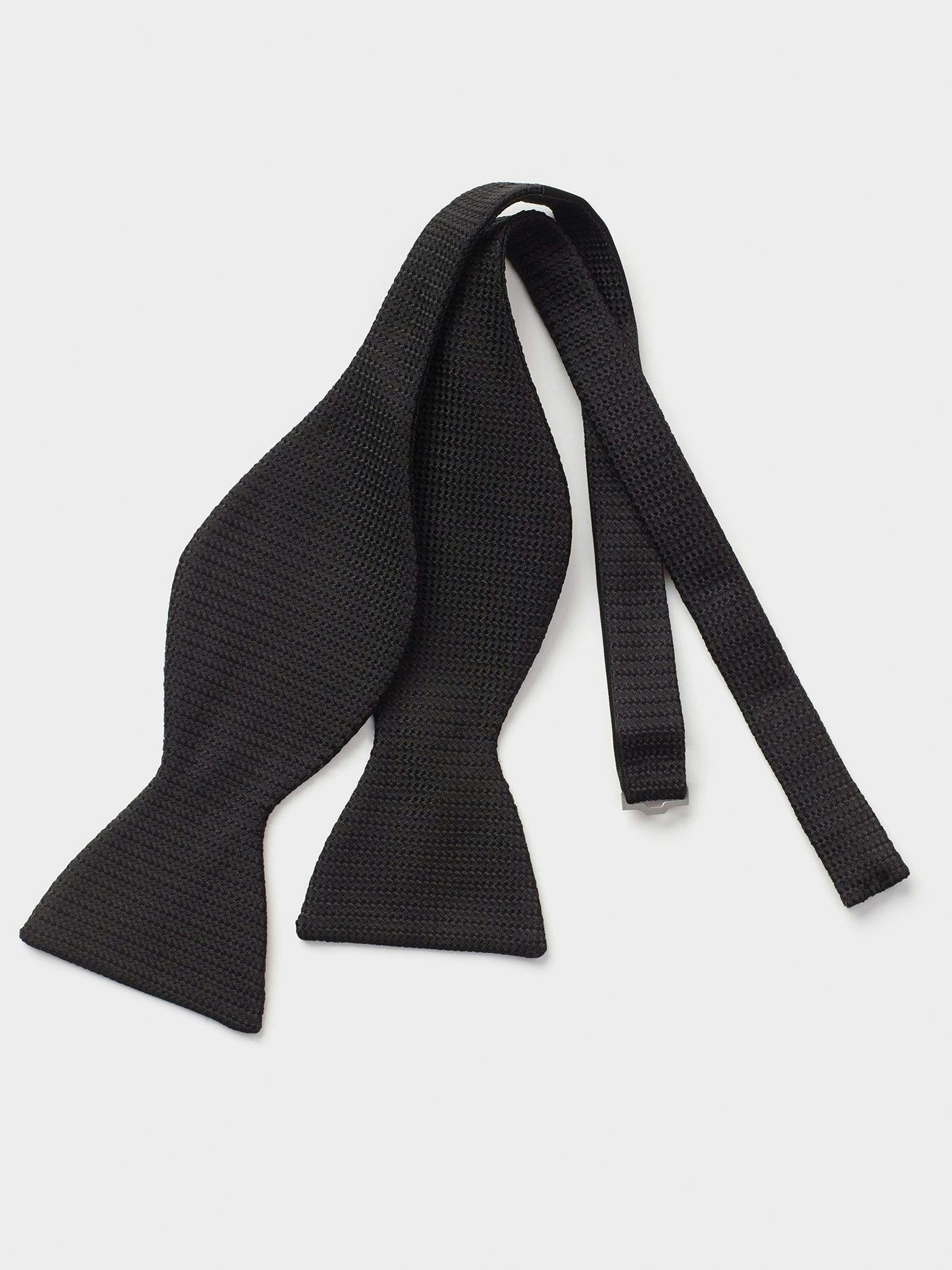 Black Textured Silk Bow Tie