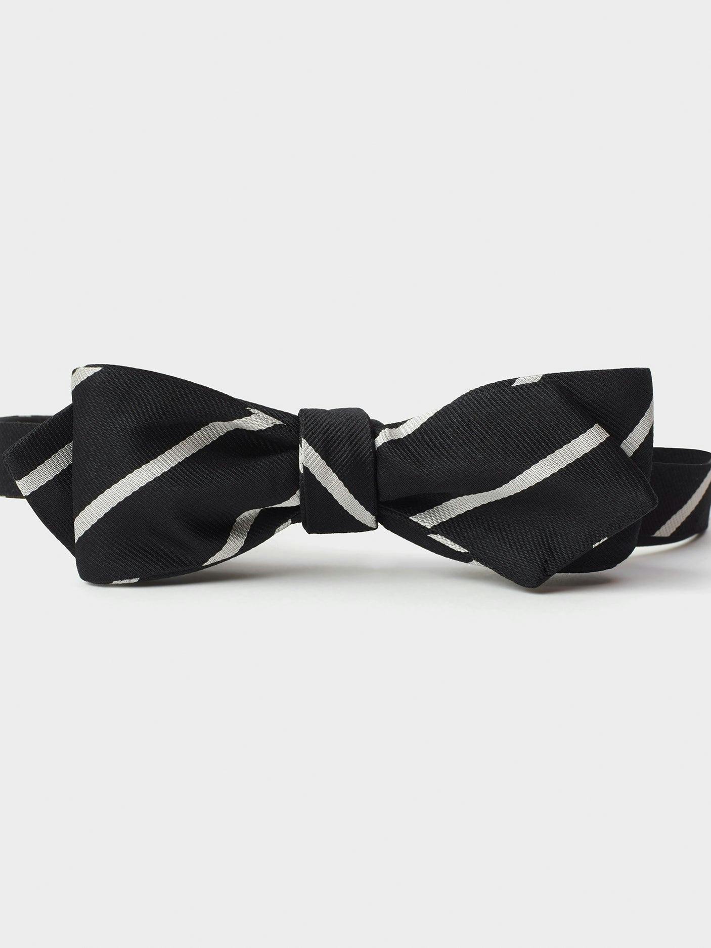 Black & White Silk Repp Bow Tie
