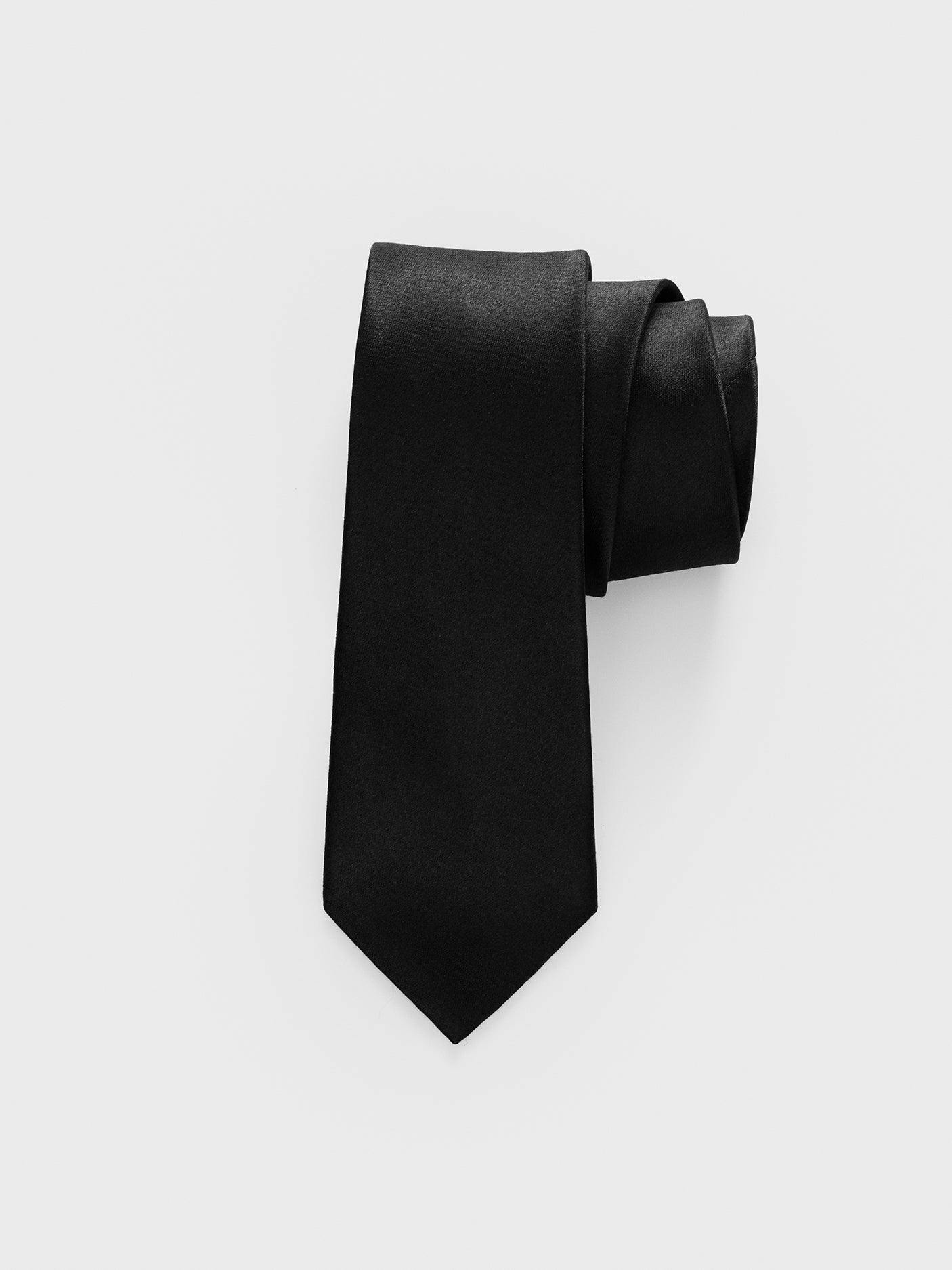 Black Satin Necktie
