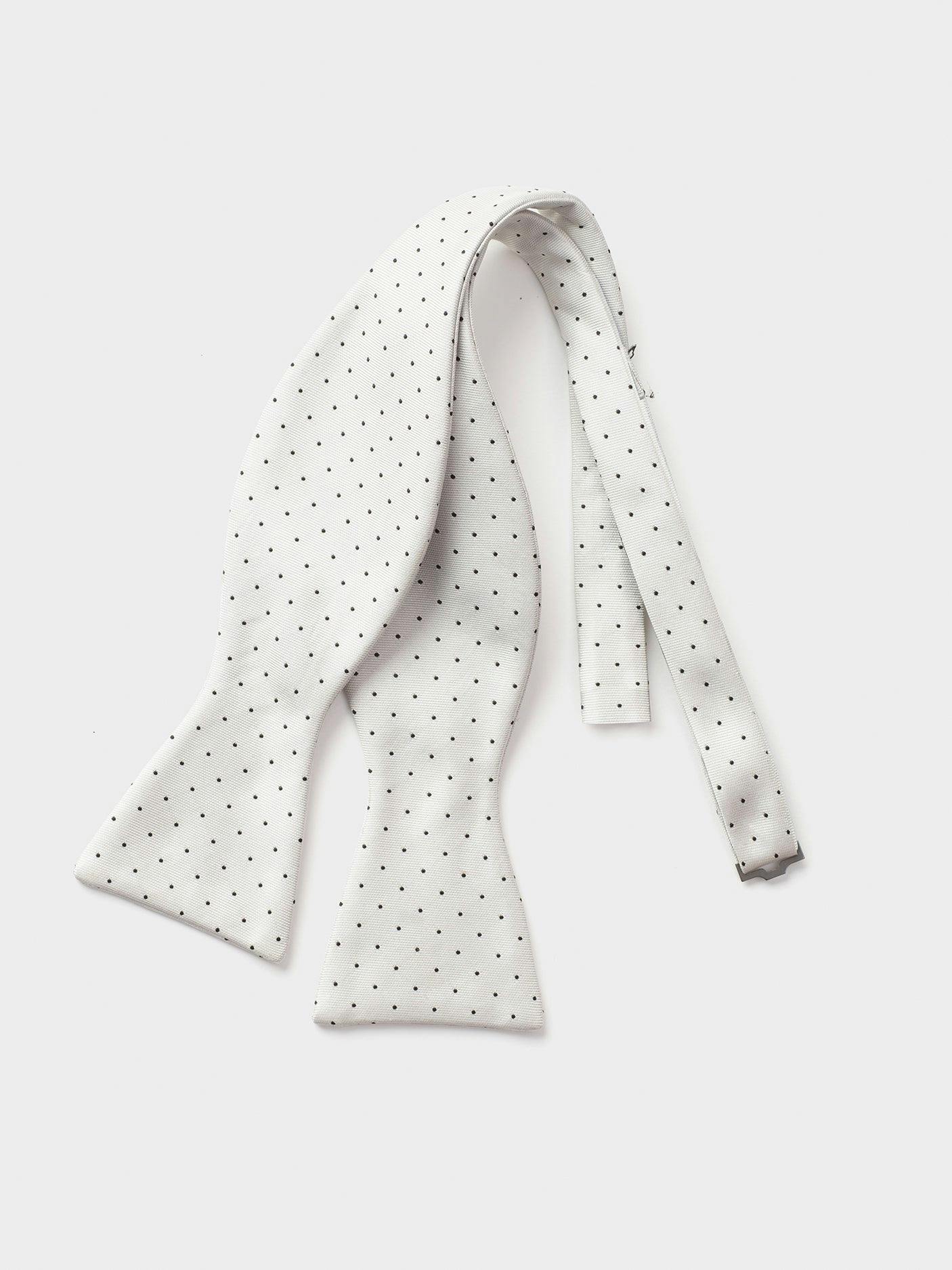 Ivory Pindot Silk Bow Tie