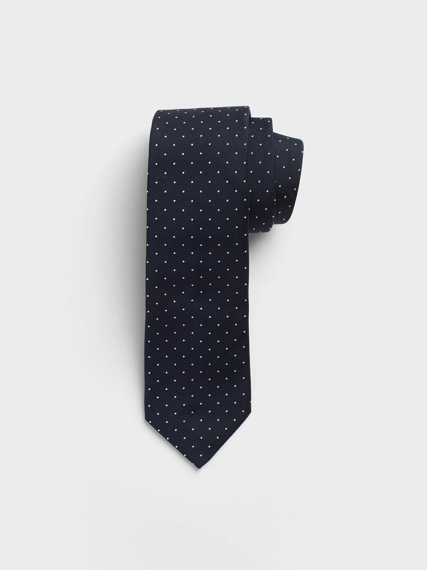 Navy Pindot Silk Necktie