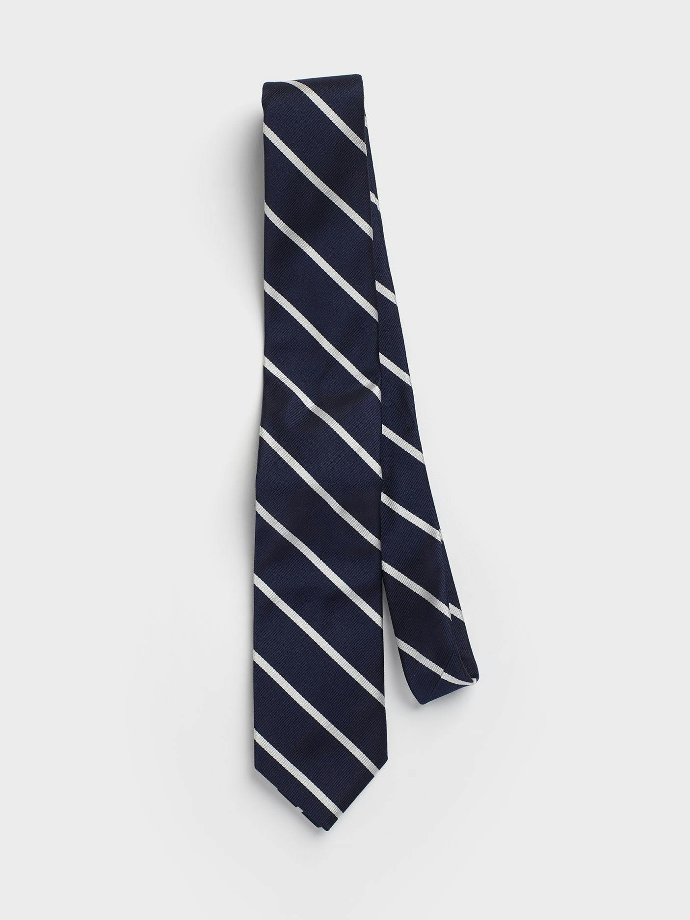 Navy Stripe Silk Necktie