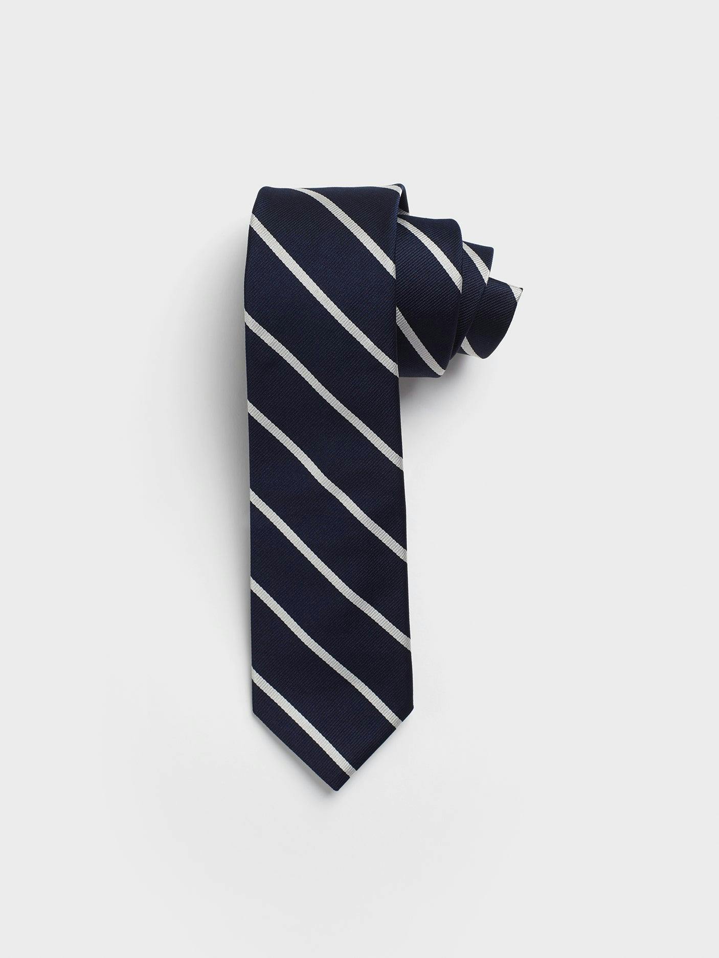 Navy Stripe Silk Necktie