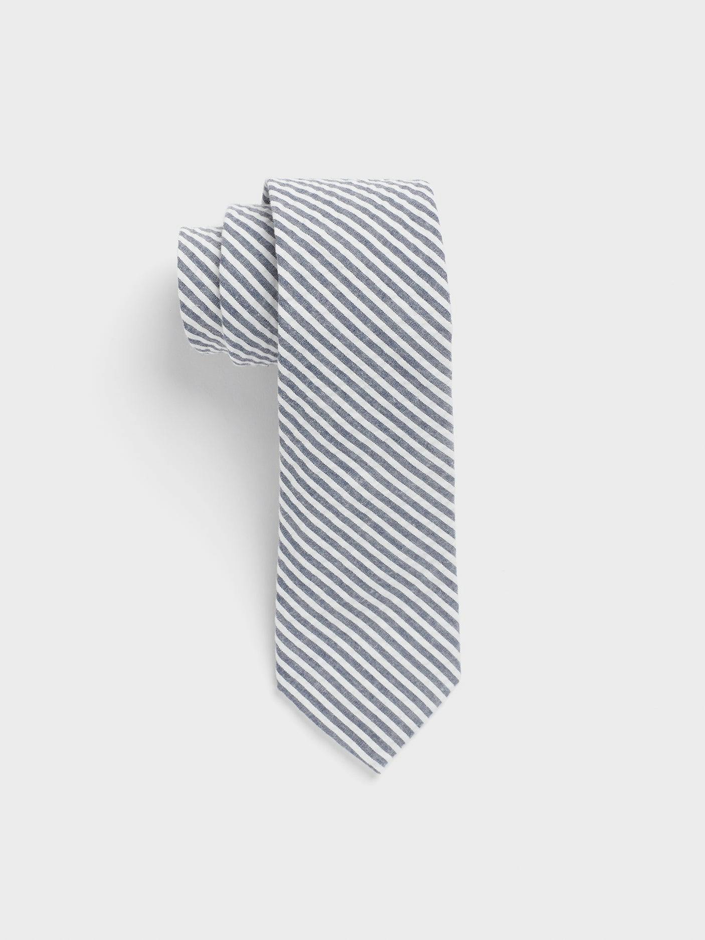 Navy & White Seersucker Necktie