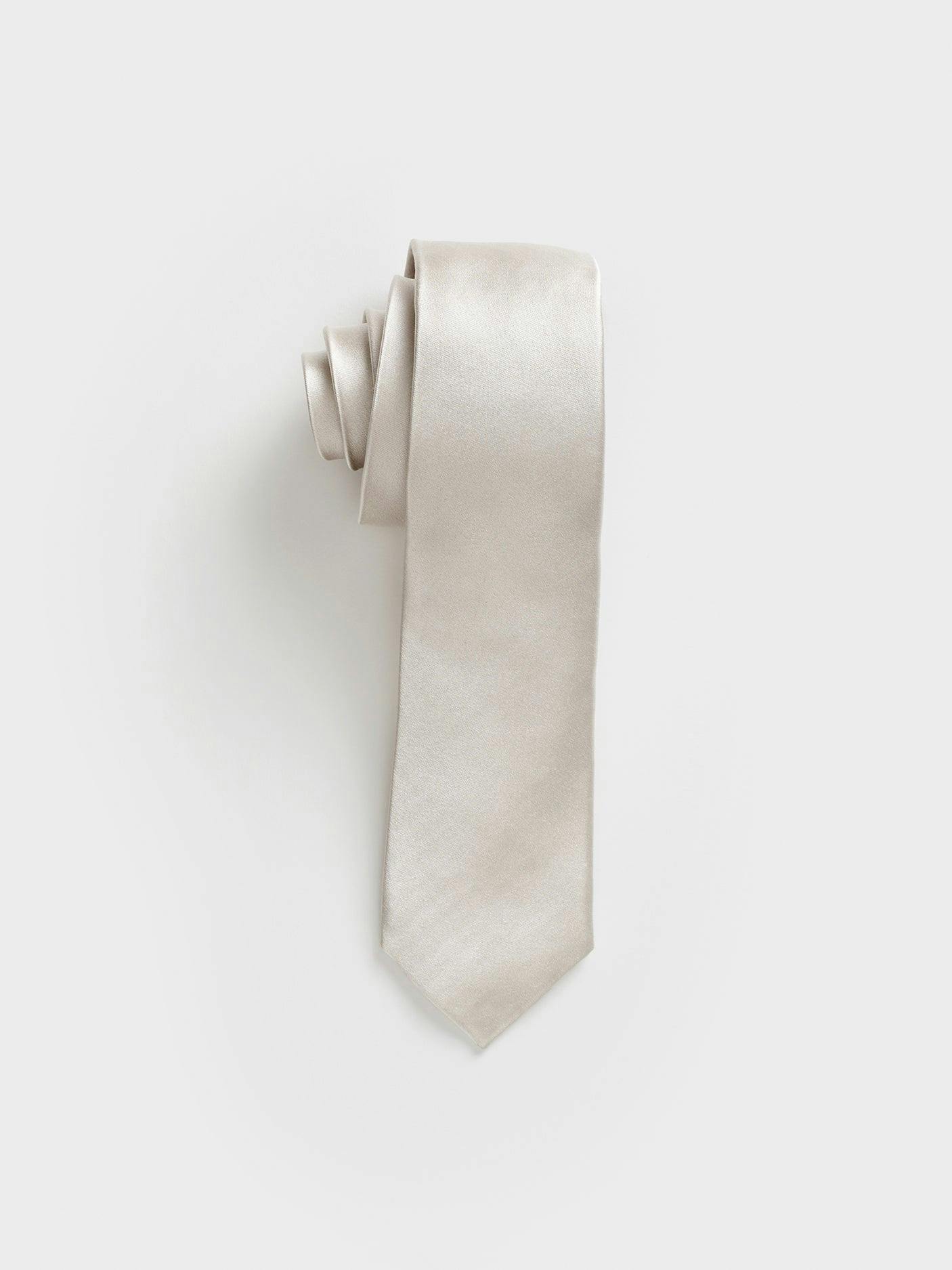 Silver Satin Necktie