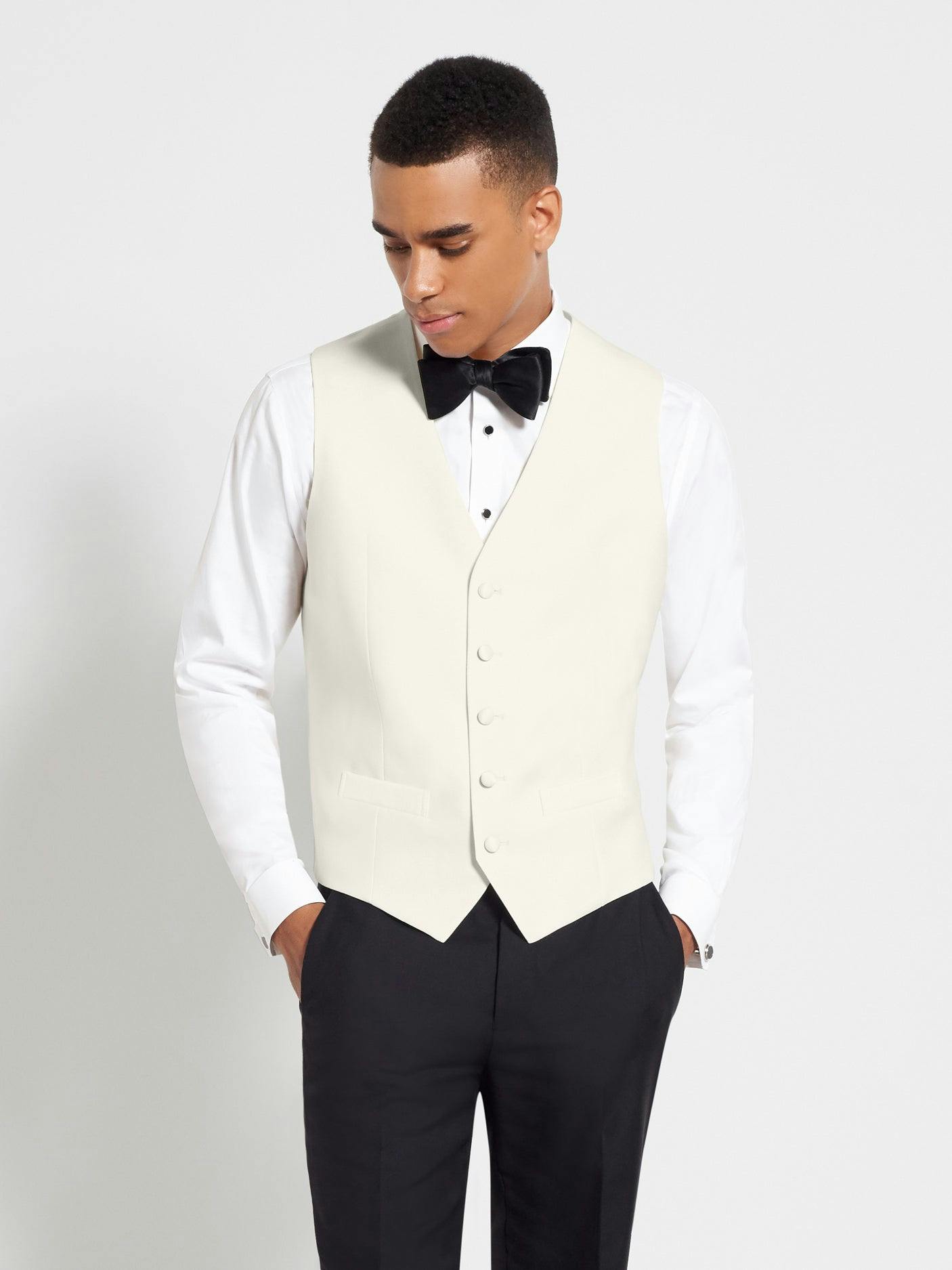 Ivory Satin Tuxedo Vest