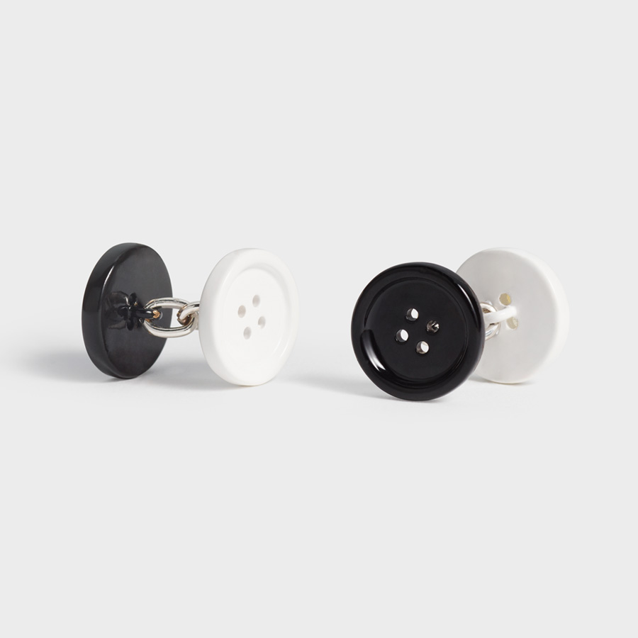 Black and white enamel cufflinks by The Black Tux.