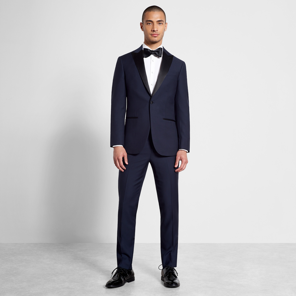 Midnight blue groomsmen tux.