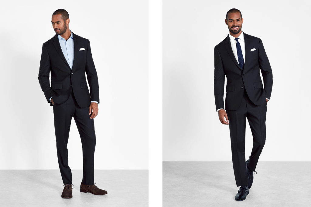 Black wedding suit style for men.