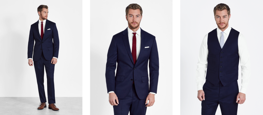 Blue groomsmen suit.