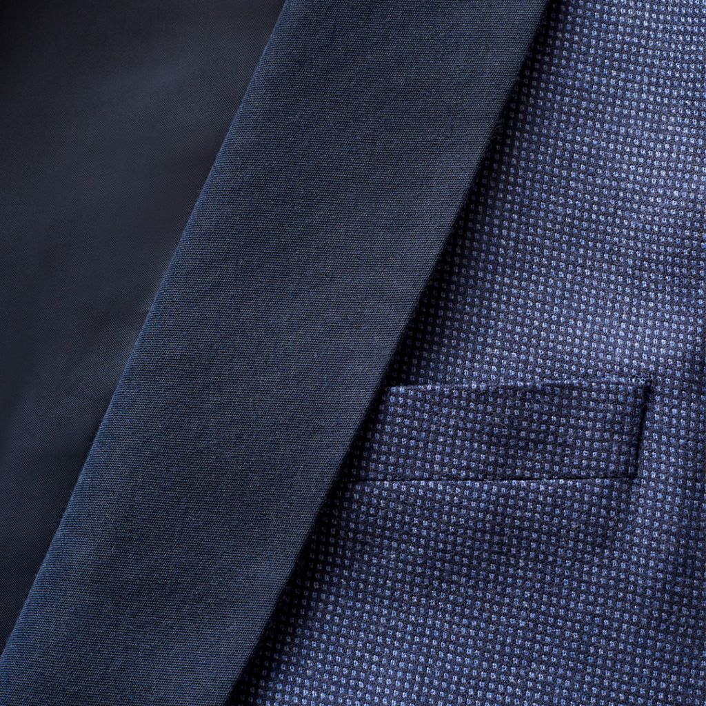 Blue Shawl tuxedo fabric.