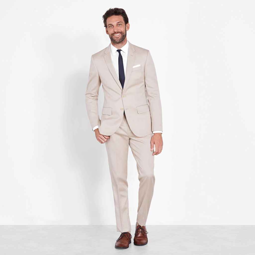 tan suit for semi-formal wedding attire