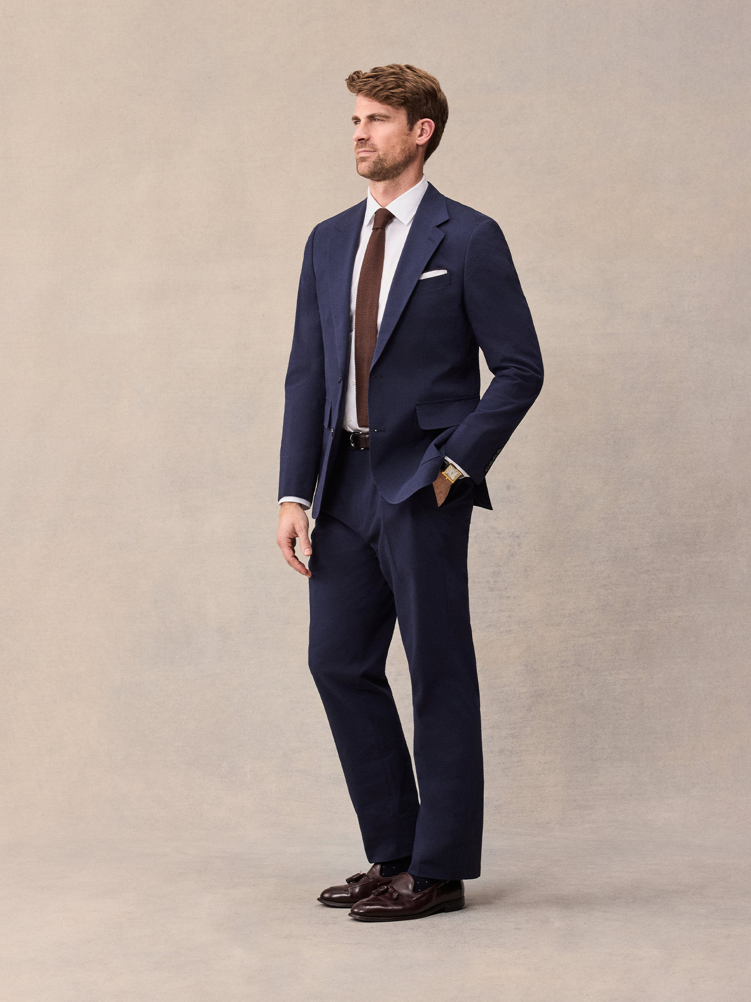Navy Seersucker Suit