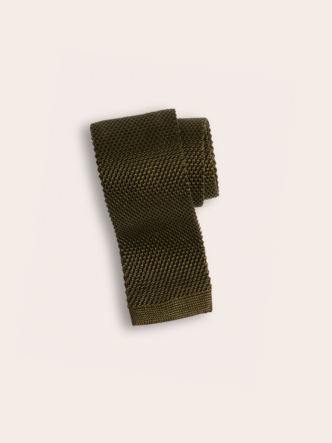 Olive Silk Knit Tie