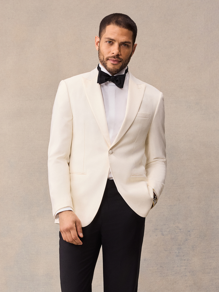 The Black Tux Dinner Tuxedo Jacket In White | Size: 54
