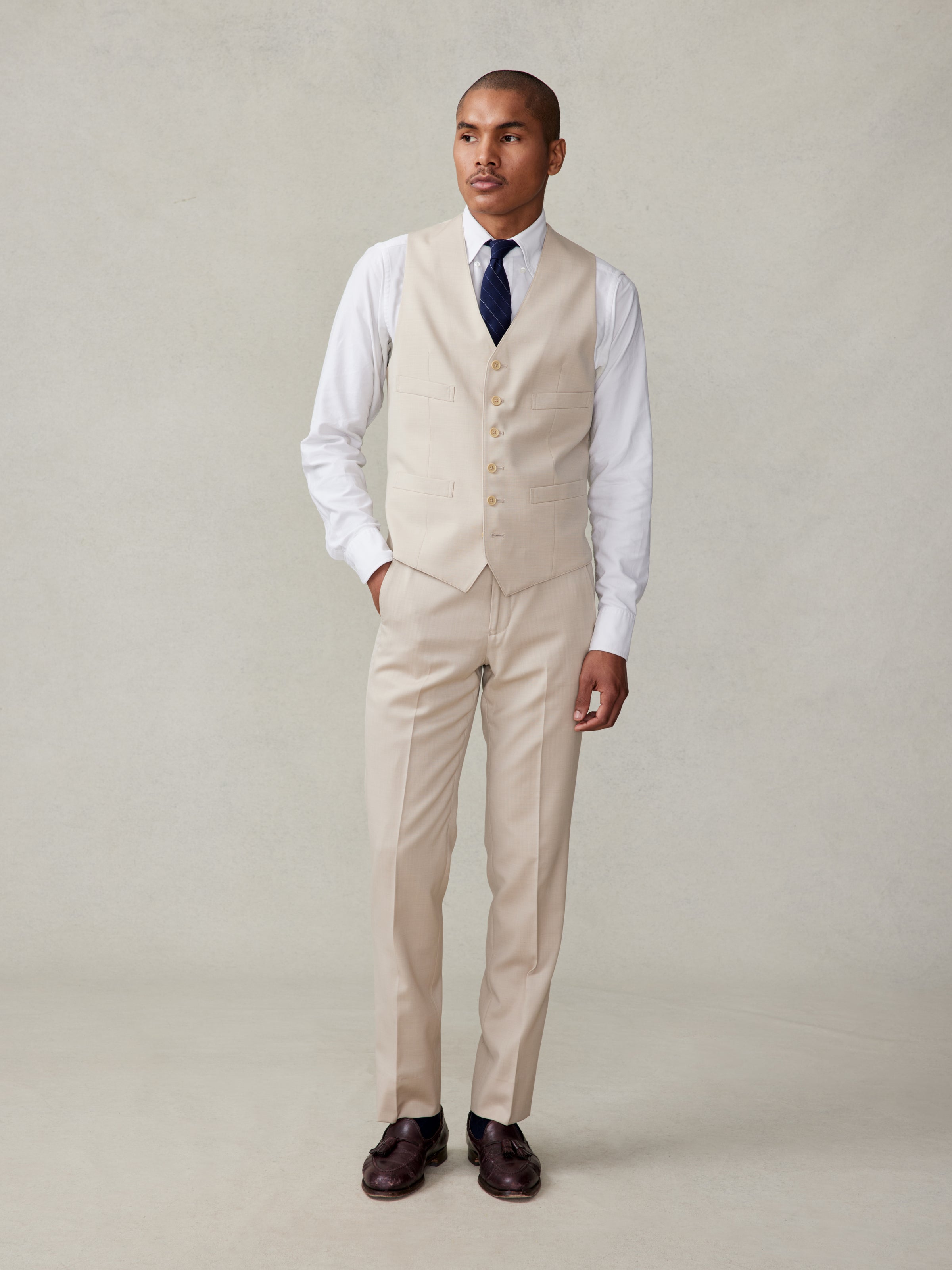 The Black Tux Tan Suit Vest In Brown | Size: Medium