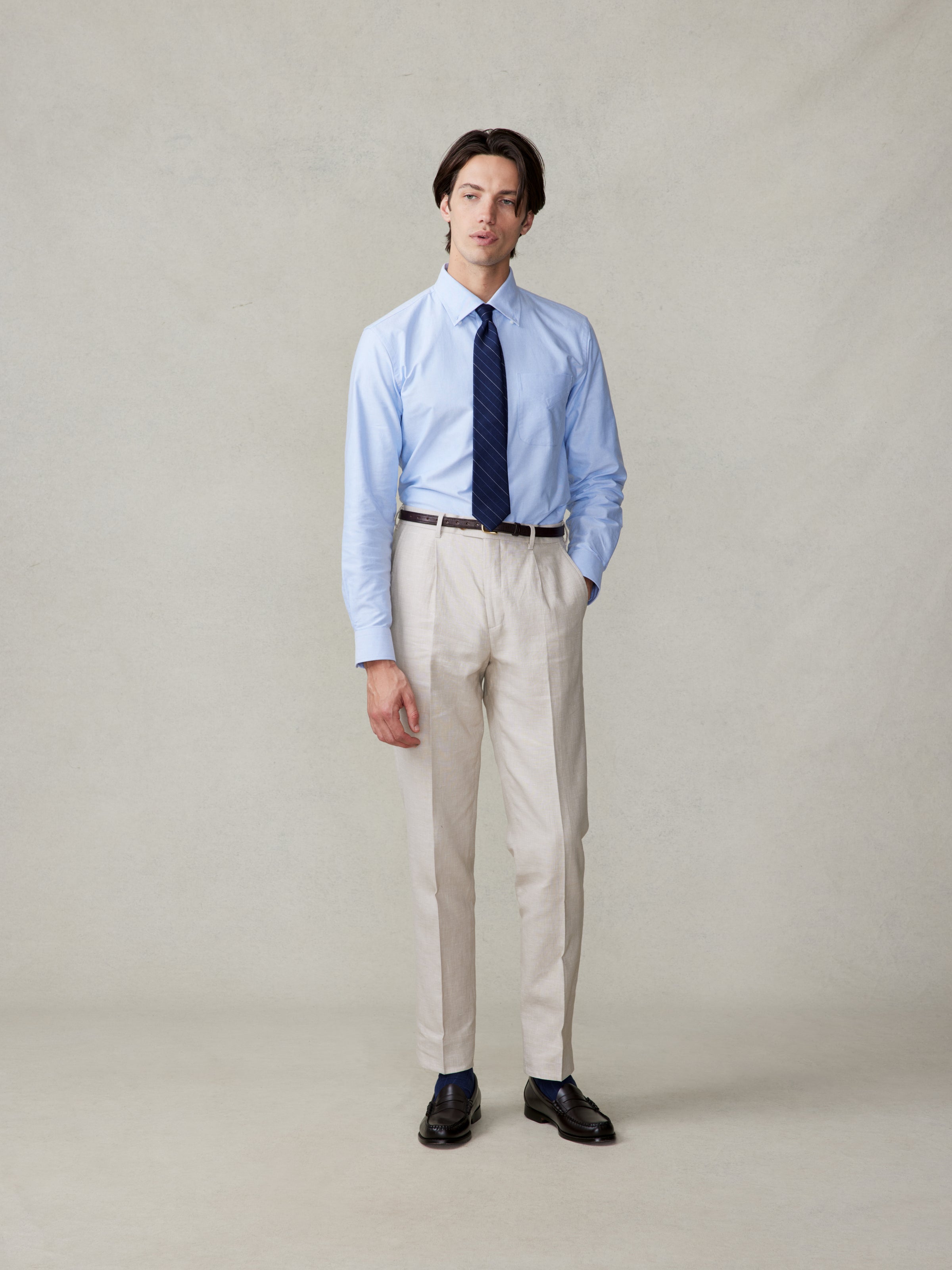 Mojave Tan Linen Pleated Pants