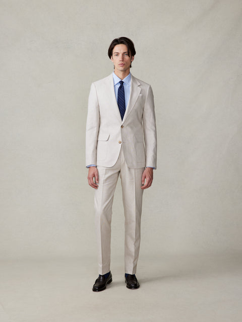 The Black Tux Mojave Tan Linen Suit Jacket In Beige | Size: 36 The Black Tux Mojave Tan Linen Suit Jacket In Beige | Size: 36
