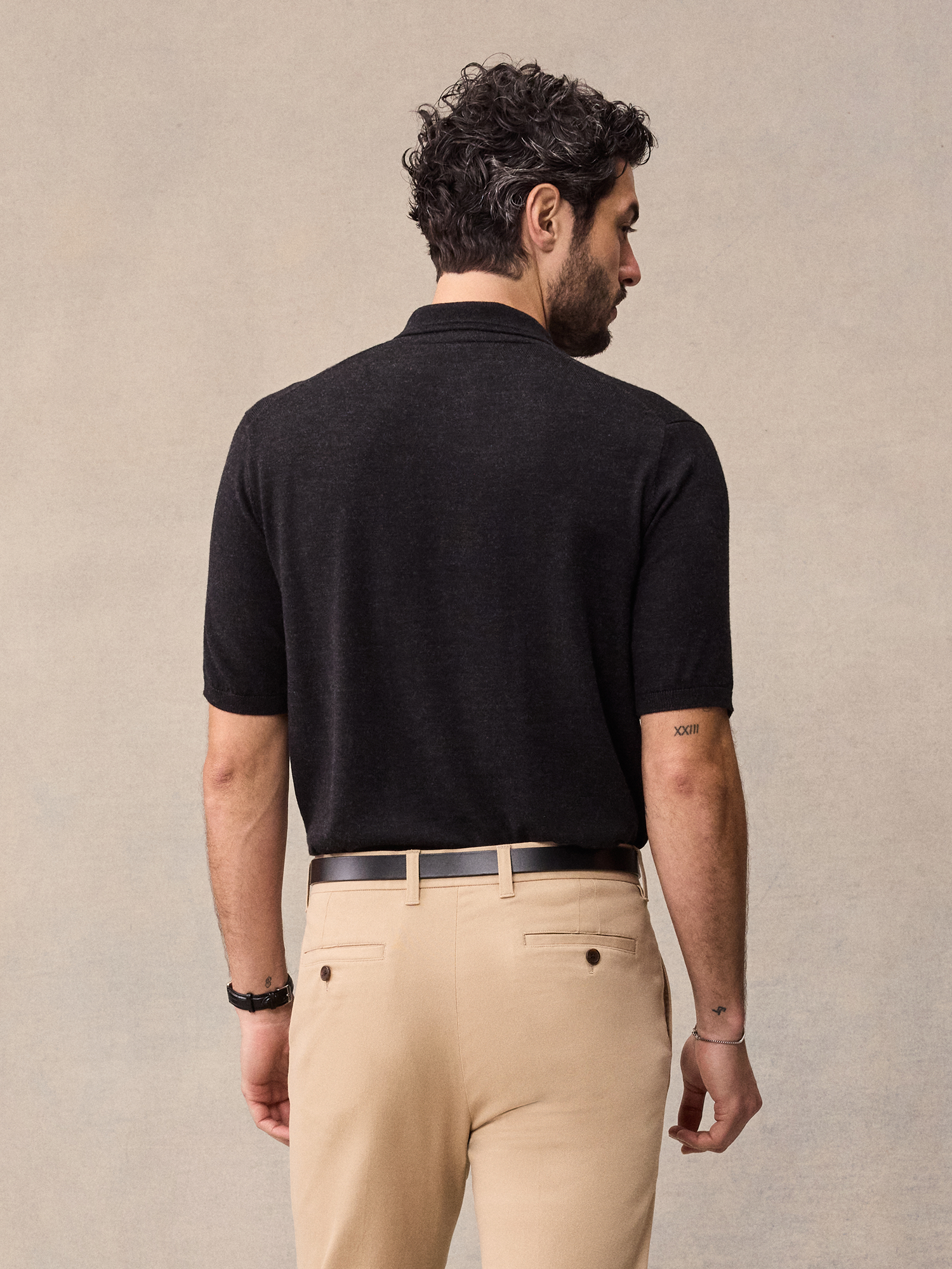 Black Short-Sleeve Sweater Polo | The Black Tux