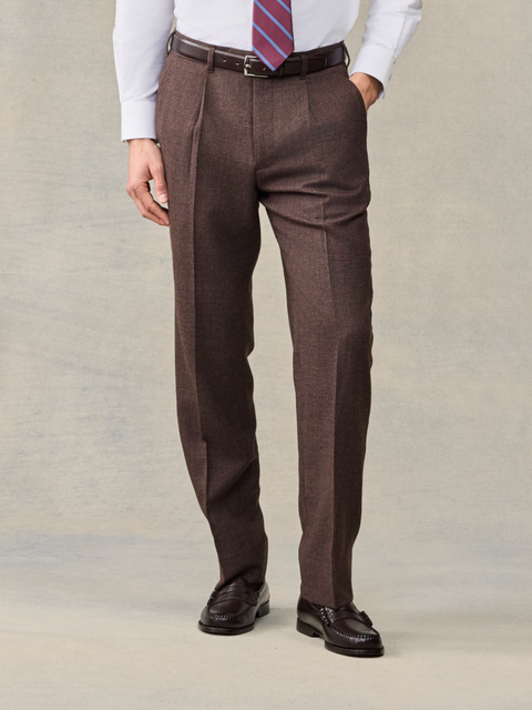 Brown Puppytooth Wool Suit Pants - Regular