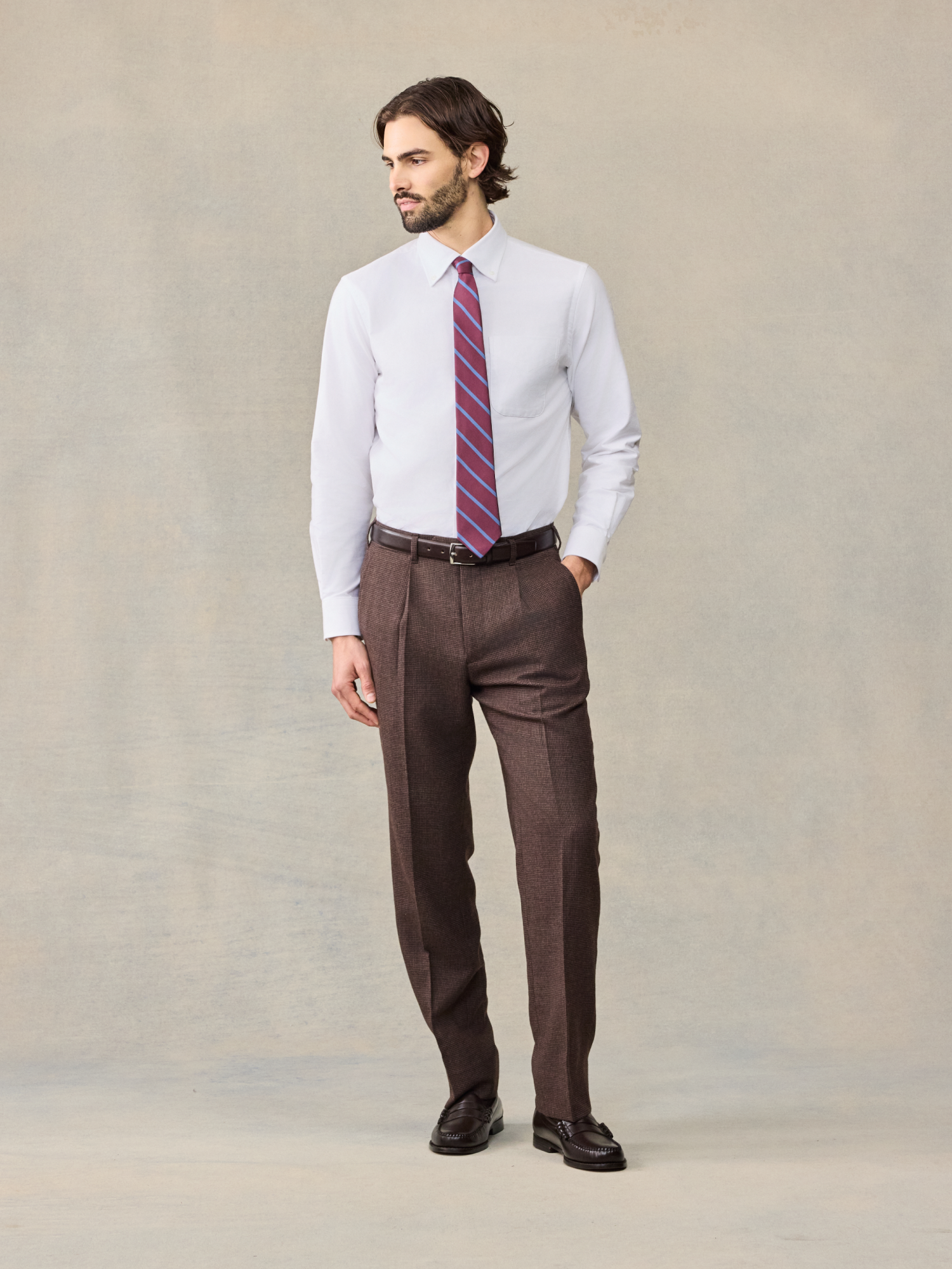 wool dress pants men Brown Puppytooth Wool Suit Pants - Regular