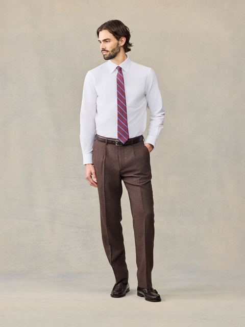 Brown Puppytooth Wool Suit Pants - Regular