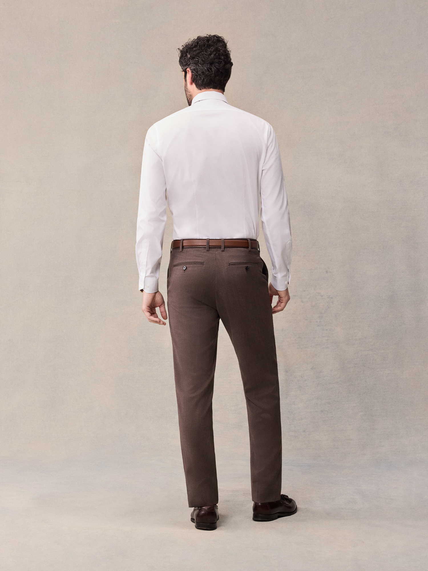 The Black Tux Brown Suit Pants-Slim In Beige/Brown | Size: 28/32