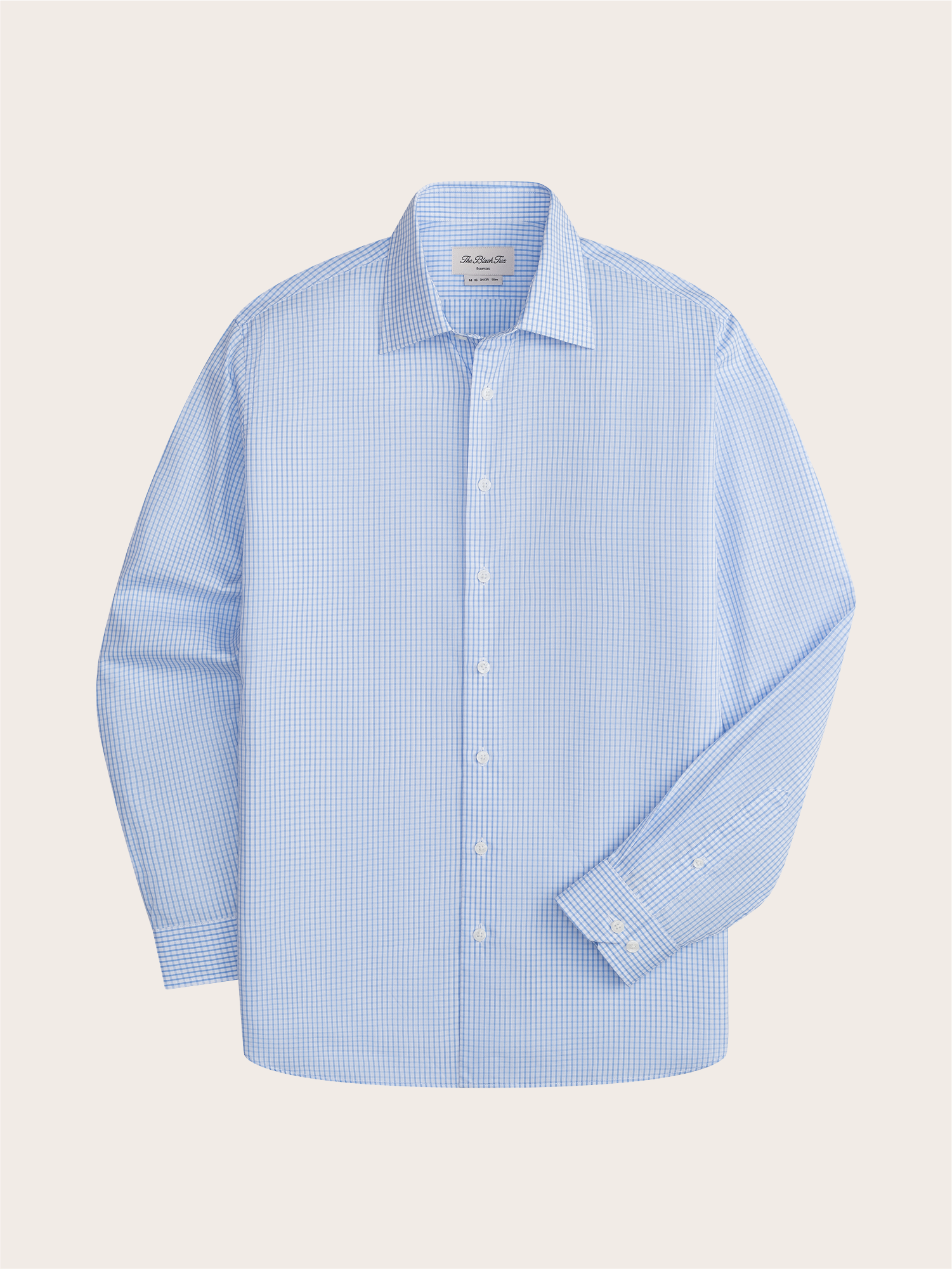 The Black Tux Essential Windowpane Check Dress Shirt In Blue | Size: Large
