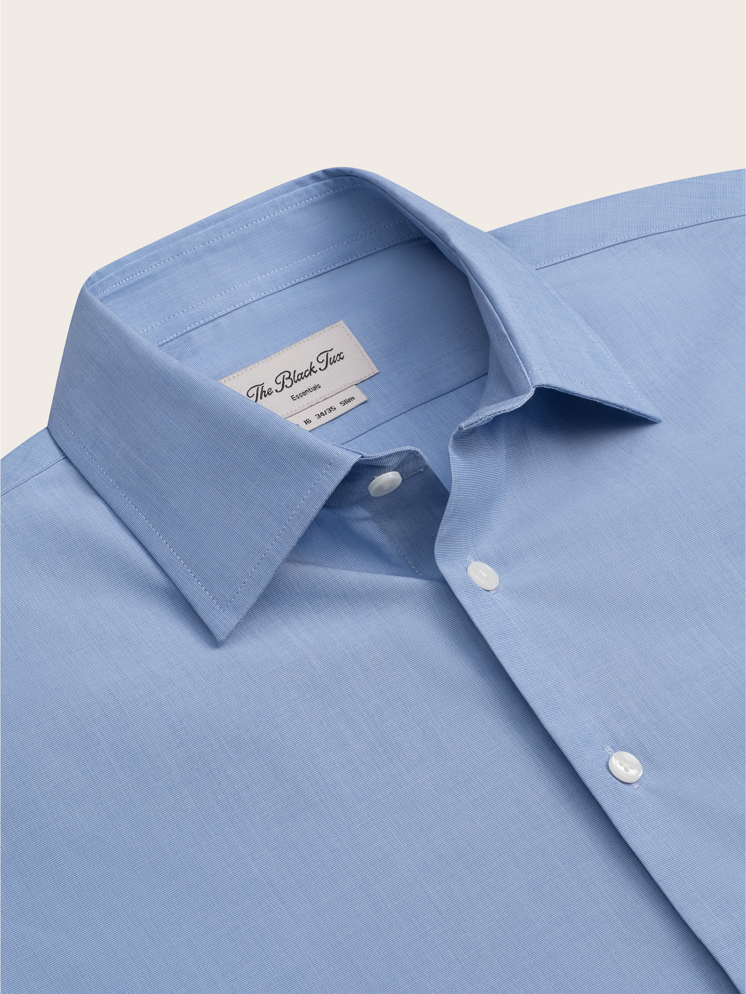 men's slim fit dress shirts The Black Tux Essential End-on-End Dress Shirt In Blue | Size: Medium