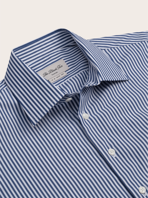 navy blue striped dress shirt Collars & Co Apex Performance Dress Shirt Navy Bengal Stripe / X-Large