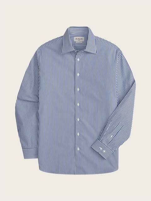 The Black Tux Essential Navy Stripe Dress Shirt In Blue | Size: Large | Cotton The Black Tux Essential Navy Stripe Dress Shirt In Blue | Size: Large | Cotton