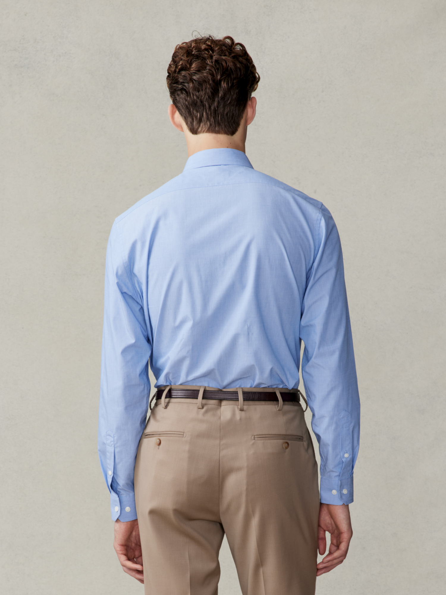 The Black Tux Essential End-on-End Dress Shirt In Blue | Size: Medium