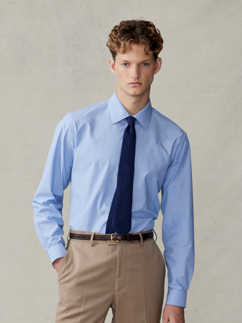 The Black Tux Essential End-on-End Dress Shirt In Blue | Size: Medium | Cotton The Black Tux Essential End-on-End Dress Shirt In Blue | Size: Medium | Cotton