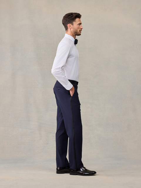 The Black Tux Essential Navy Tuxedo Pants-Slim In Blue | Size: 28/30