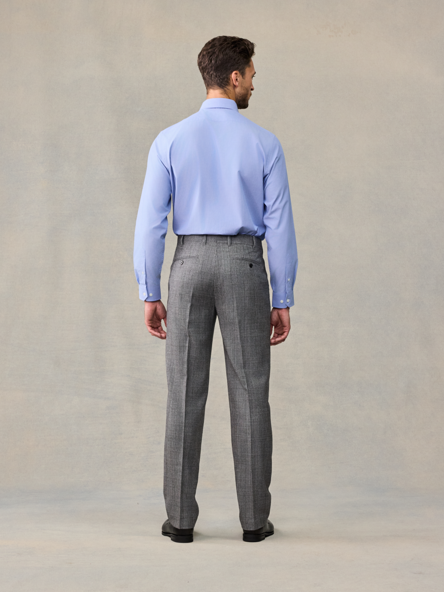 grey plaid dress pants The Black Tux Wool Suit Pants-Regular In | Size: 36/30 jump-october24 The Spaghetti Self Strap belt loops Two side Color:Popcorn