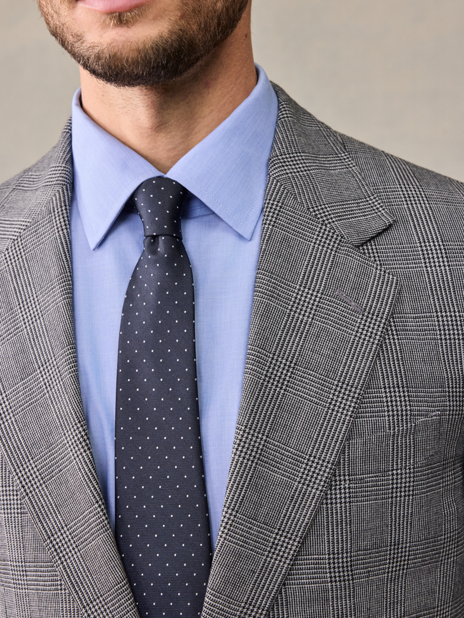 Grey Plaid Wool Suit