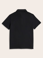 Black Cotton Pique Polo Shirt