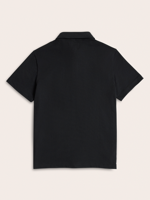 Black Cotton Pique Polo Shirt
