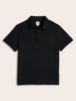 Black Cotton Pique Polo Shirt