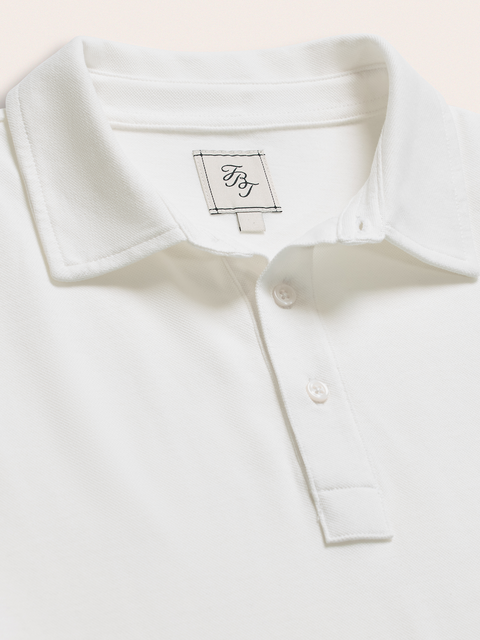 White Cotton Pique Polo Shirt