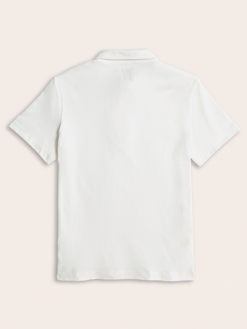 White Cotton Pique Polo Shirt