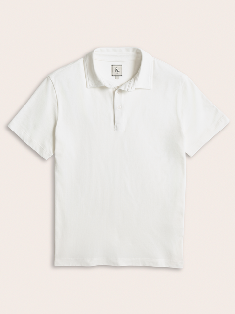 White Cotton Pique Polo Shirt