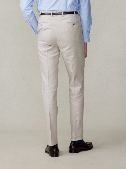 The Black Tux Mojave Tan Linen Pleated Pants-Classic In Black | Size: 40/30 | Cotton/Linen The Black Tux Mojave Tan Linen Pleated Pants-Classic In Black | Size: 40/30 | Cotton/Linen