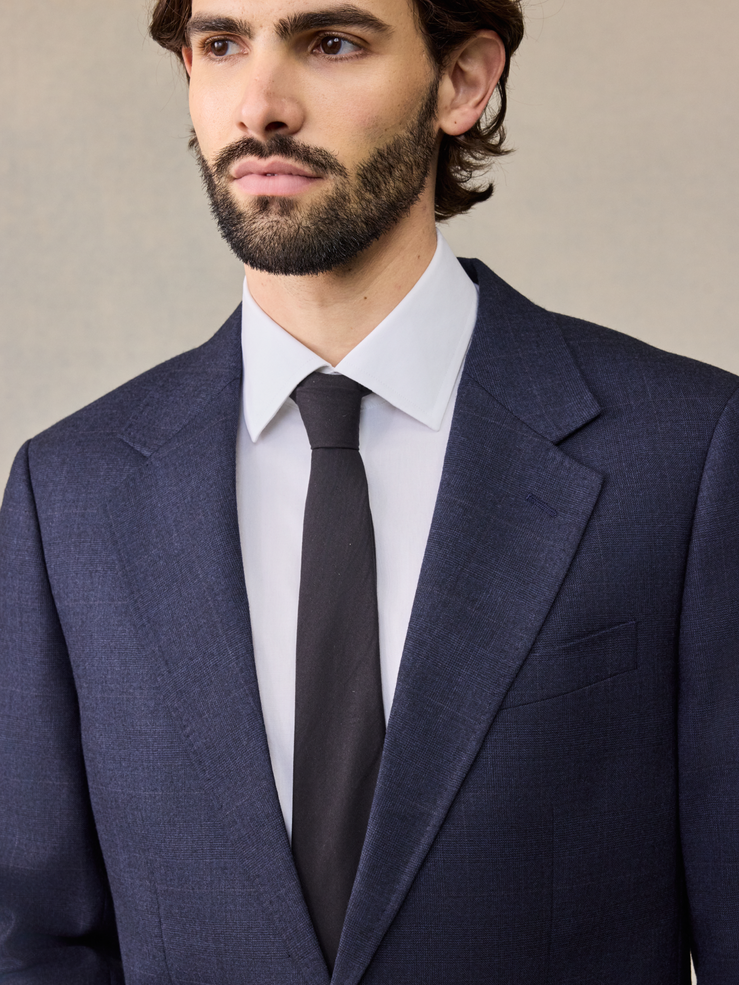 Navy Plaid Wool Suit