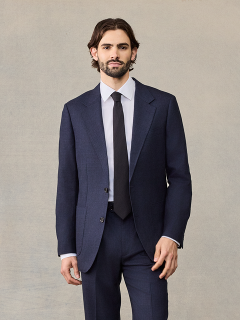 Navy Plaid Wool Suit
